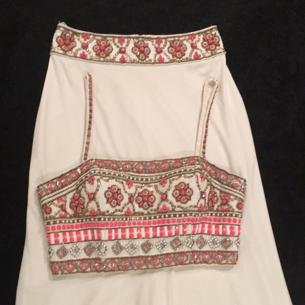 SHERRI HILL Beaded 2Piece Dress,Rounded Skirt Slit - Picture 2 of 16